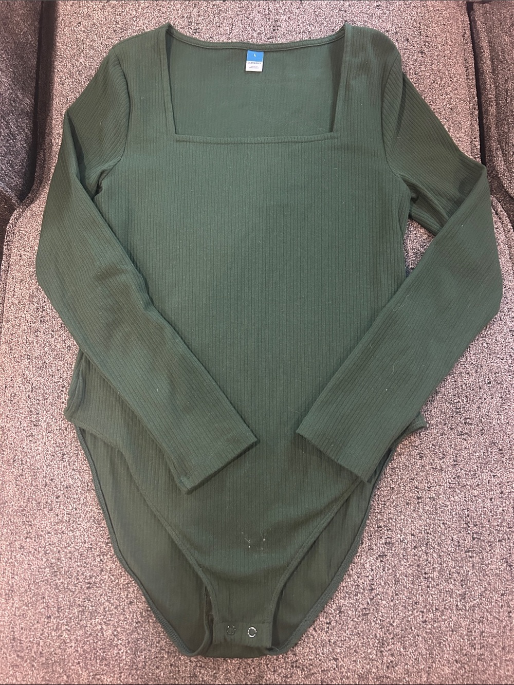 Old Navy Ribbed Long Sleeve Square Neck Bodysuit in Forest Green